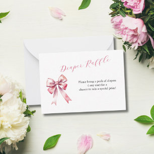Rosa Schleife Coquette Babyparty-Windel-Raffelkart Mitteilungskarte