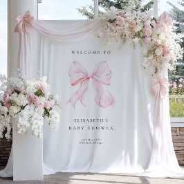 Rosa Schleife Coquette Babyshower-Hintergrund Wandteppich