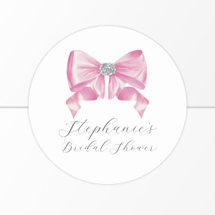 Rosa Schleife Coquette Glam Brautparty Runder Aufkleber