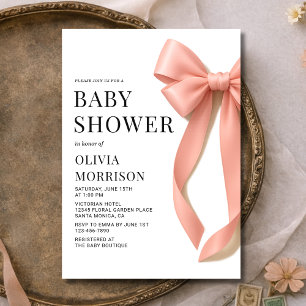 Rosa Schleife Coquette Mädchen Baby Shower Einladung