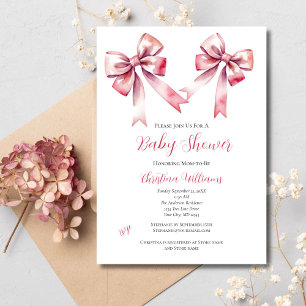 Rosa Schleife Coquette Mädchenhaft Baby Shower Einladung