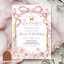 Rosa Schleife Coquette Schmetterling 1. Geburtstag