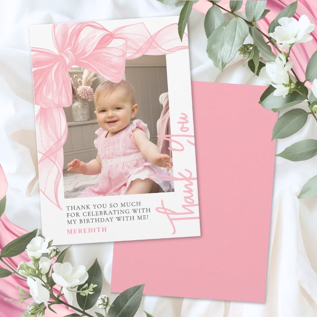 Rosa Schleife Dankeskarte (Pink Bow Thank You Card)