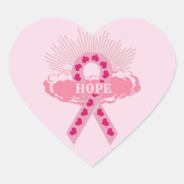 Rosa Schleife der Hope Heart Kleber Herz-Aufkleber