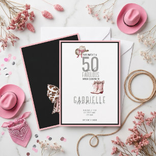 Rosa Schleife Elegant 50 und Fabulous Geburtstag Einladung