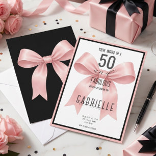 Rosa Schleife Elegant 50 und Fantastischer Geburts Einladung