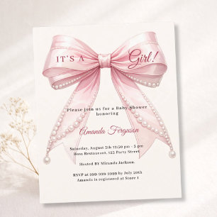 Rosa Schleife Elfenbein It's a girl Baby Shower Ei