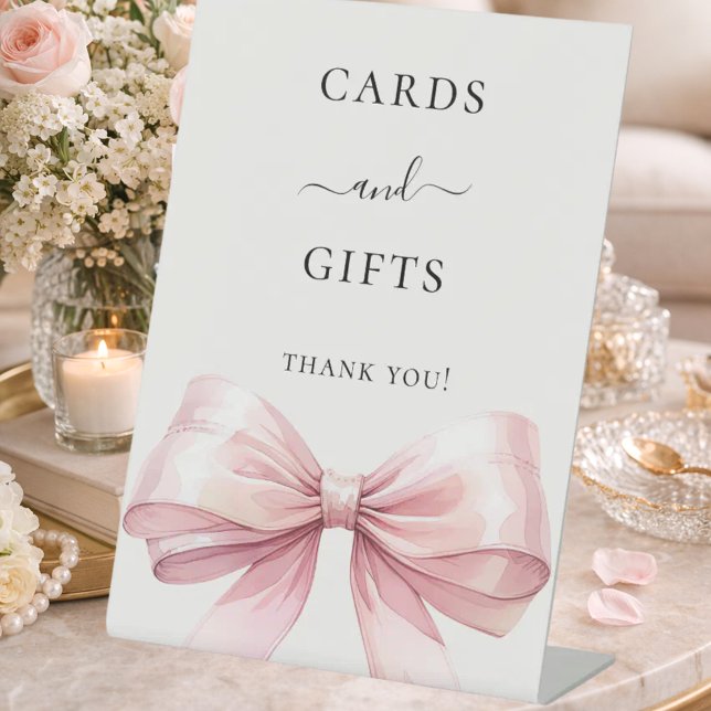 Rosa Schleife Elfenbein Karten Geschenke Schild (Von Creator hochgeladen)