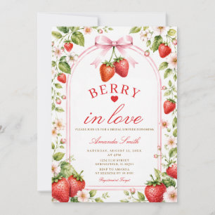 Rosa Schleife Erdbeere Brautparty Daisy Floral Einladung