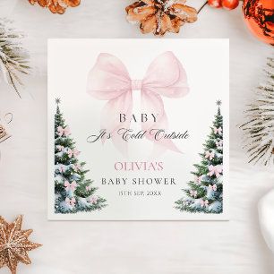 Rosa Schleife Es ist kalt draußen Baby Shower Serv Serviette