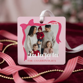 Rosa Schleife Fa La La Familienfoto Weihnachten Ornament Aus Metall