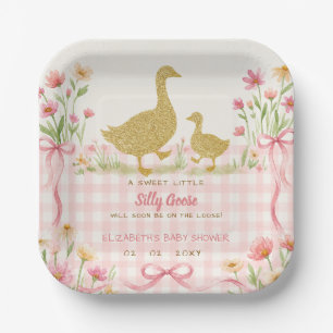 Rosa Schleife Floral Alberner Gänse Mädchen Baby S Pappteller