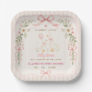 Rosa Schleife Floral Alberner Gänse Mädchen Baby S Pappteller