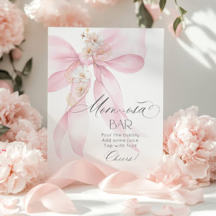 Rosa Schleife floral Momosa Bar Wasserfarbe Poster
