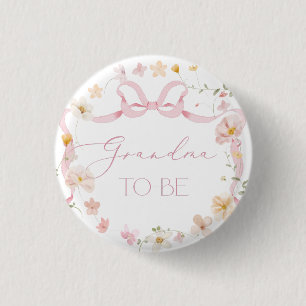 Rosa Schleife floral wildflower Oma wird Button
