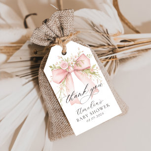 Rosa Schleife Florales Geschenk-Tag für Baby-Party Geschenkanhänger