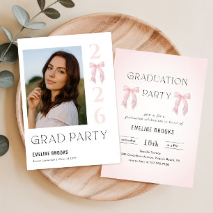 Rosa Schleife Foto Abiturparty Abschlussfeier Einladung