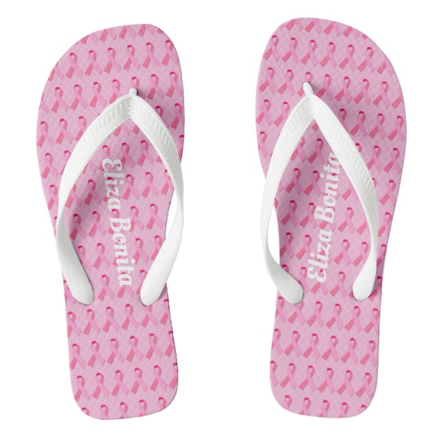 Rosa Schleife für das Brustkrebs-Bewusstsein Flip Flops (Fußbett)
