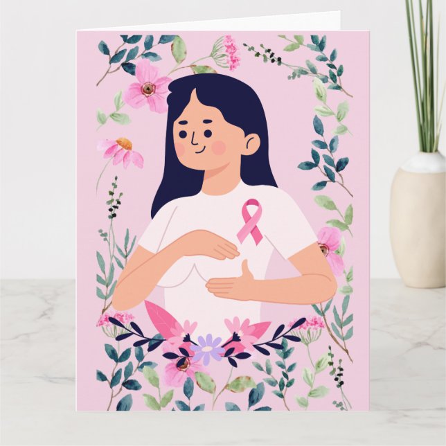 Rosa Schleife für das Brustkrebs-Bewusstsein Karte (Vorderseite)