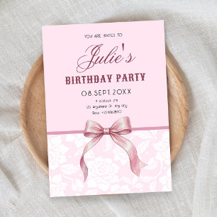 Rosa Schleife Geburtstag Einladung