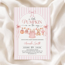 Rosa Schleife Kleiner Kürbis Baby Shower Einladung