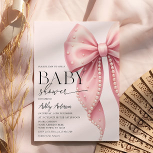 Rosa Schleife Kokette Babyparty Einladung