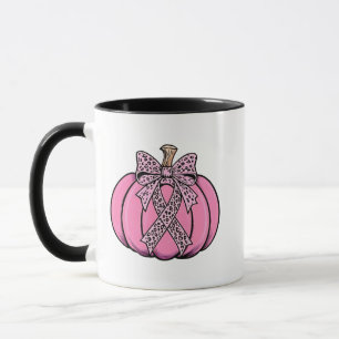 Rosa Schleife Kürbiskopf Halloween Brustkrebs Tasse