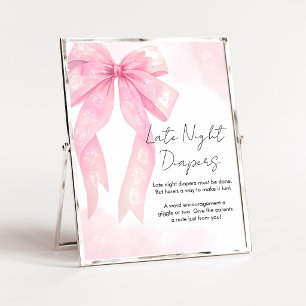 Rosa Schleife Little Boo Shower Späte Nacht Windel Poster