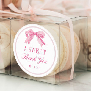 Rosa Schleife Love Shack Fancy Süß Danke Favors Runder Aufkleber
