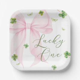 Rosa Schleife Lucky One 1. Geburtstag Papier Telle Pappteller