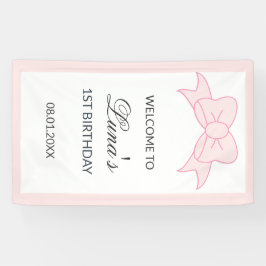 Rosa Schleife Mädchen 1. Geburtstag Banner