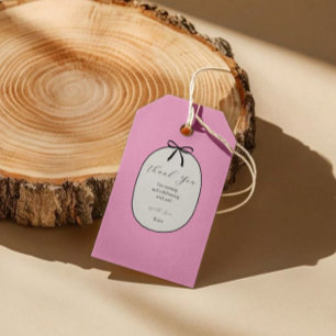 Rosa Schleife Minimal Elegant 28. Geburtstagsfeier Geschenkanhänger