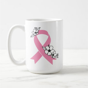 Rosa Schleife mit Blüten Kaffeetasse
