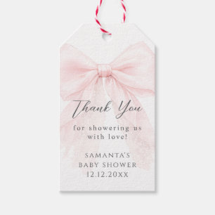 Rosa Schleife Moderne Babyparty Mädchen Geschenkanhänger