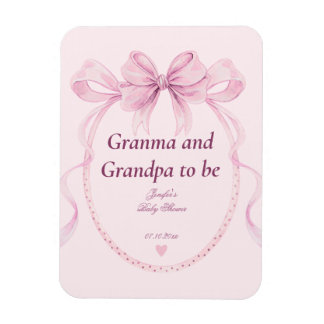 Rosa Schleife Oma und Opa werden Baby-Party Magnet