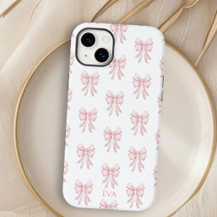 Rosa Schleife Preppy Coquette Muster Monogramm Anf Case-Mate iPhone 14 Plus Hülle
