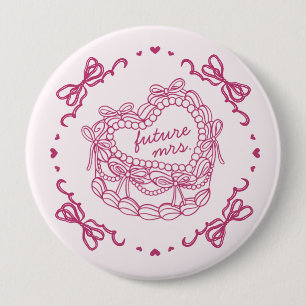 Rosa Schleife Retro Herz Coquette Torte Brautparty Button