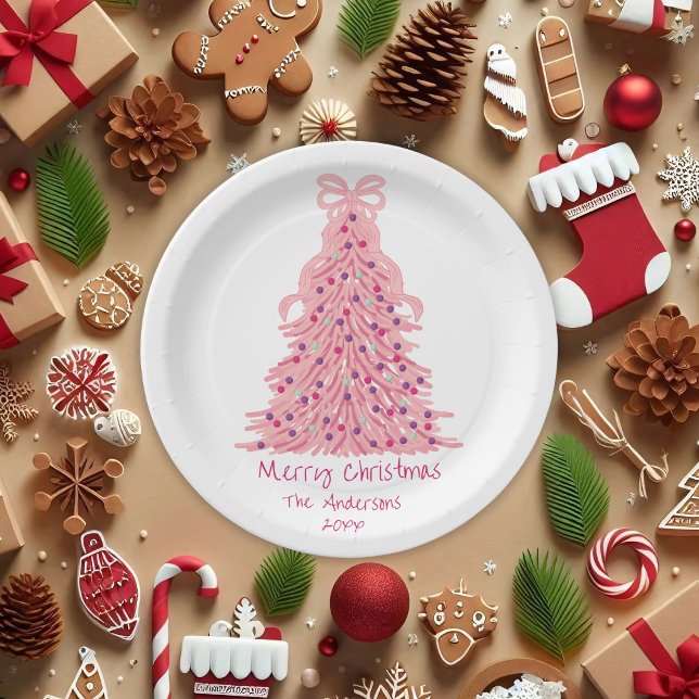 Rosa Schleife Rosa Weihnachtsbaum Pappteller (Von Creator hochgeladen)