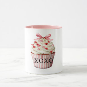 Rosa Schleife Rote Herzen Cupcake Geburtstag Tasse