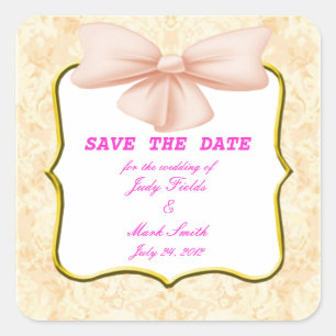 Rosa Schleife Save The Date Aufkleber