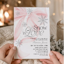 Rosa Schleife Schnee in Liebe Winter-Baby-Party