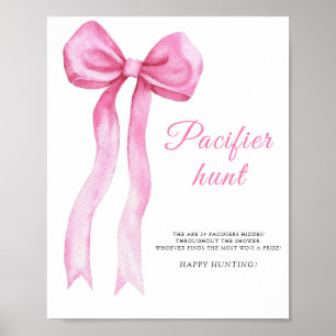 Rosa Schleife - Schnuller Jagd Baby Shower Spiel Poster