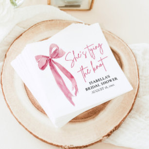 Rosa Schleife Sie heiratet Brautparty Serviette