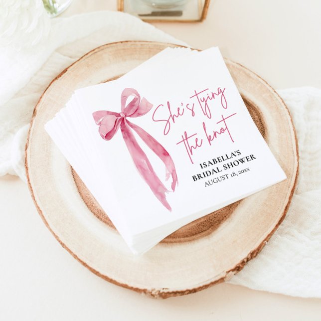 Rosa Schleife Sie heiratet Brautparty Serviette (Von Creator hochgeladen)