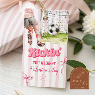 Rosa Schleife Sport Fußball Kickin Streifen Valent Geschenkanhänger