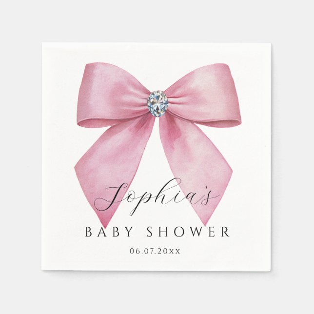 Rosa Schleife Süße Babyparty  Serviette (Vorderseite)