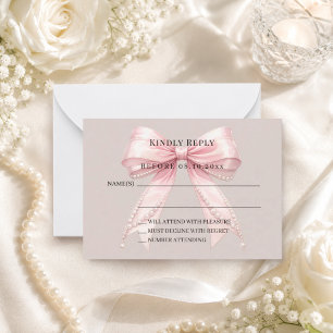Rosa Schleife Taupe Antwort RSVP Mitteilungskarte
