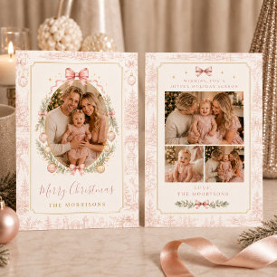 Rosa Schleife Toile Vier Foto Weihnachten Familie