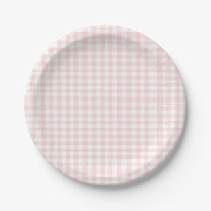 Rosa Schleife und Gingham-Preppy-Babyparty Pappteller