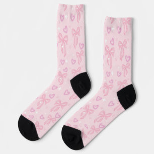 Rosa Schleife und Herz Socken